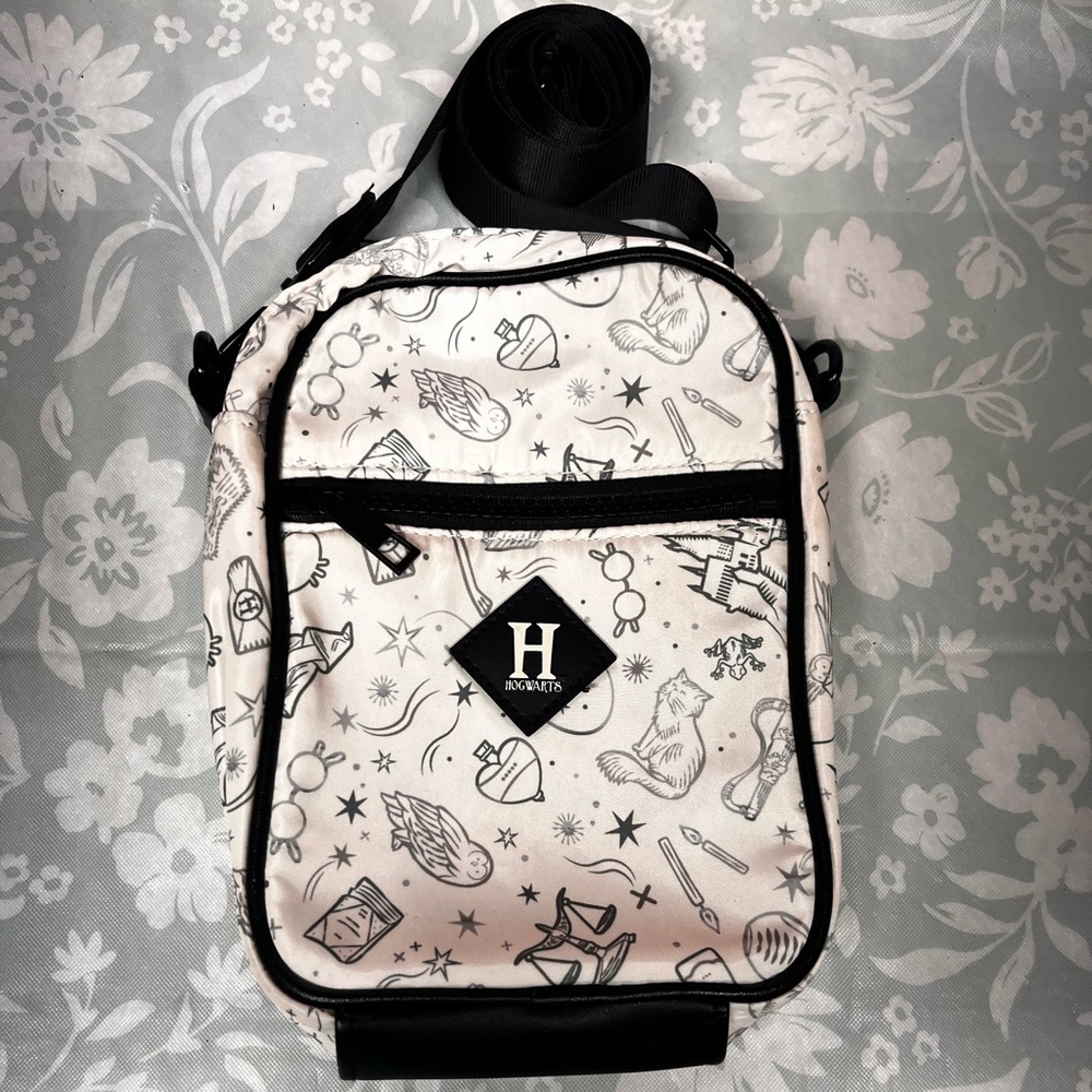 Hogwarts Themed White and Black Crossbody Bag